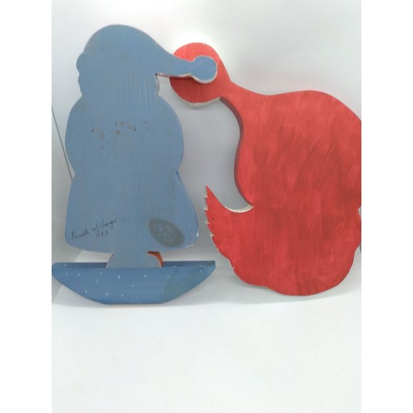 Two vintage handcrafted wooden Santa Claus Decorative Plaques - Picture 5 of 11